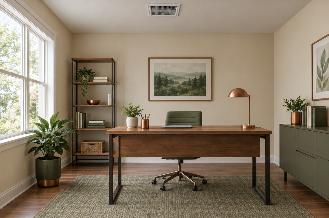 Illustration of a comfortable home office