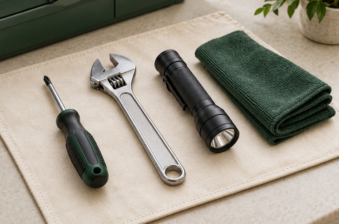 Illustration of neatly arranged service tools